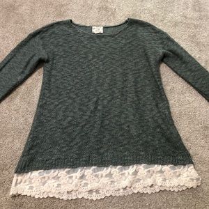 Sweater with lace trim